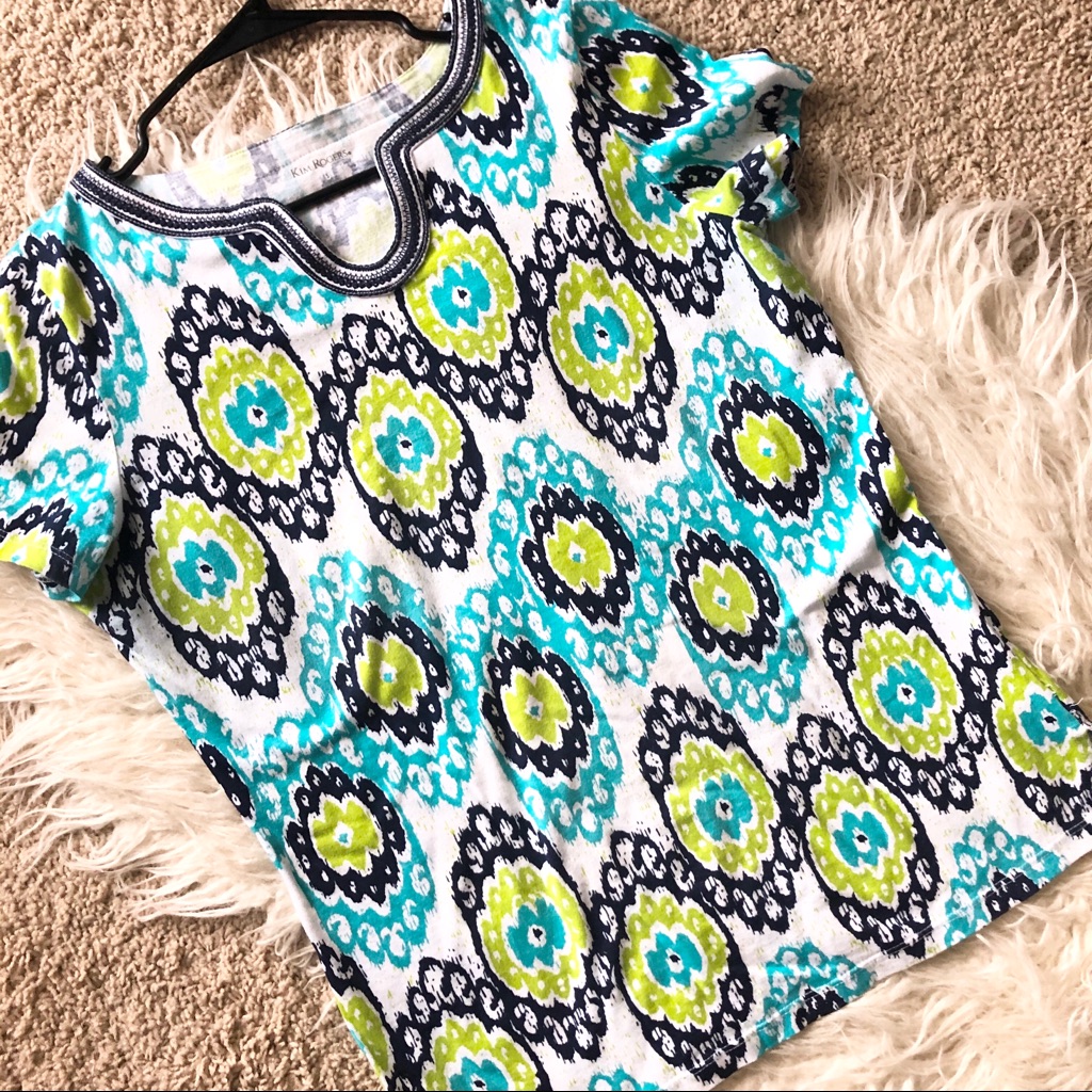 Green & Blue Patterned Top